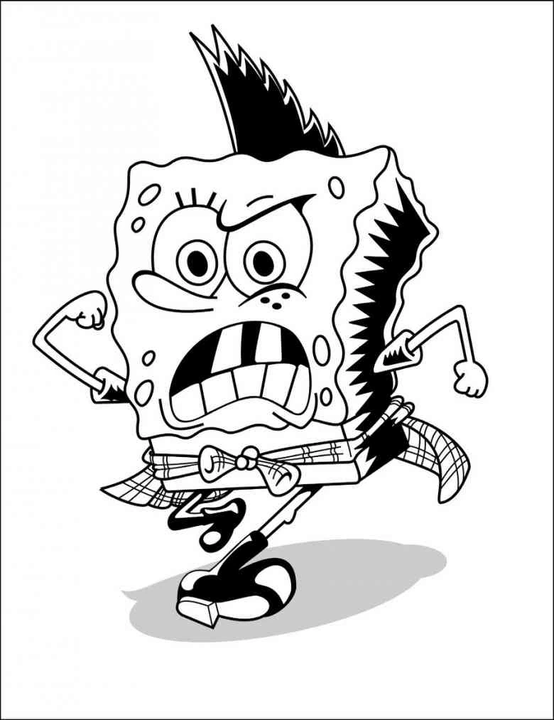 Desenho de SpongeBob SquarePants estilo punk para colorir