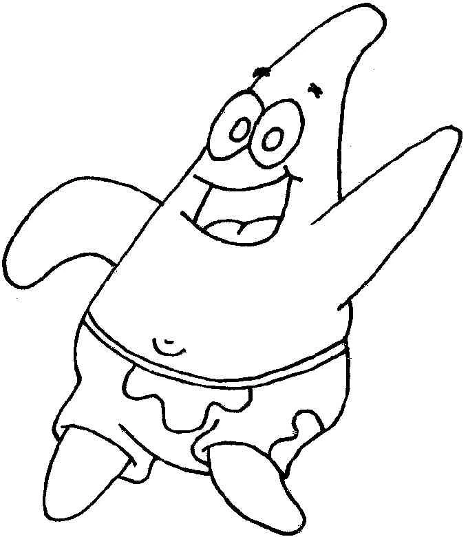 Desenho de SpongeBob SquarePants personagem Patrick sorridente e acenando para colorir Desenho de SpongeBob SquarePants personagem Patrick sorridente e acenando para colorir