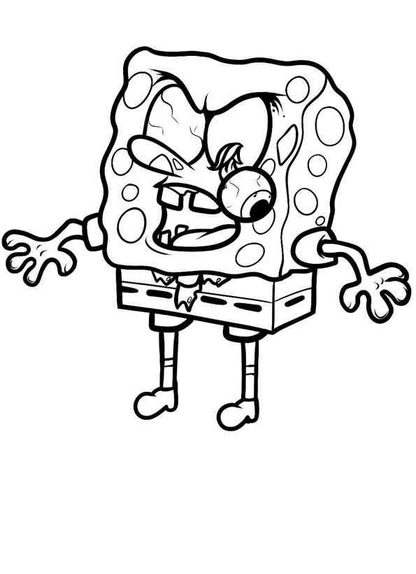 Desenho de SpongeBob SquarePants fazendo uma careta engraçada para colorir
