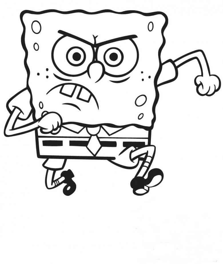 Desenho de SpongeBob SquarePants furioso para colorir