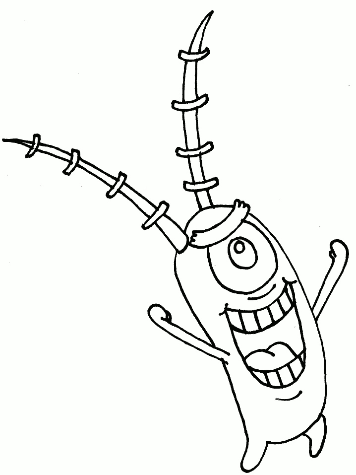Desenho de Plankton pulando de alegria para colorir Desenho de Plankton pulando de alegria para colorir