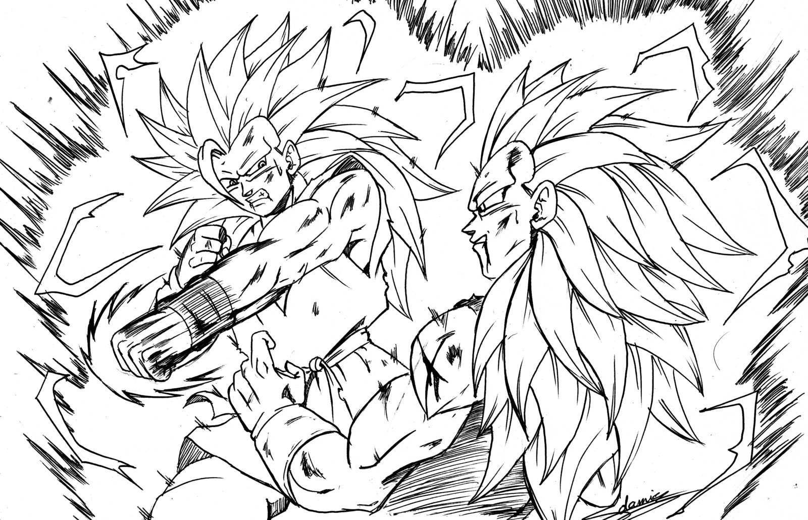 Goku e vegeta vs vilao para colorir - Imprimir Desenhos