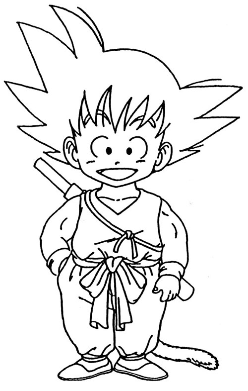 Página para colorir de um personagem de desenho animado com o título dragon  ball z.
