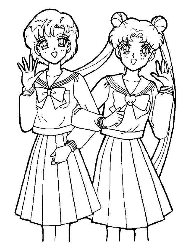 Desenhos para colorir de duas sailor amigas 