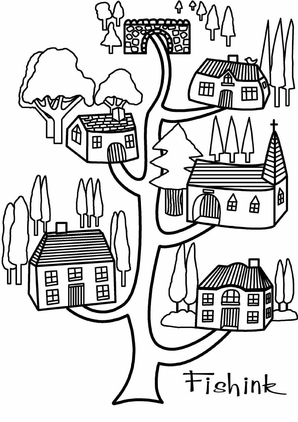 Página para colorir: casa na árvore (Edifícios e Arquitetura) #66071 - Páginas para Colorir Imprimíveis Gratuitamente