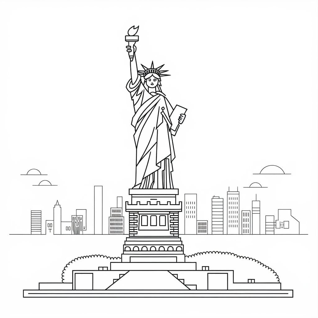 Desenho gratuito Estátua da Liberdade #218896 da colecao Edifícios e Arquitetura para imprimir