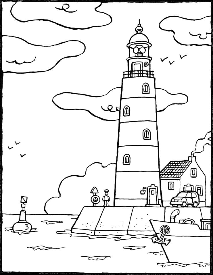Desenho imprimível de Farol #188018 para colorir, pertence à coleção Edifícios e Arquitetura