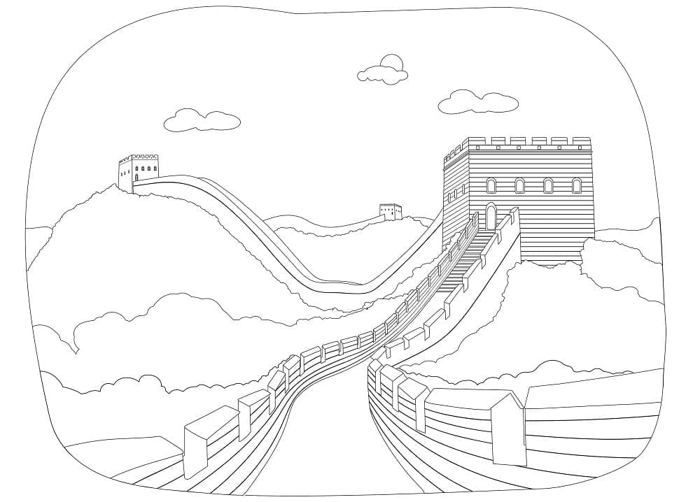 Linda página de Grande Muralha da China #190410 para colorir, da coleção Edifícios e Arquitetura, baixe grátis