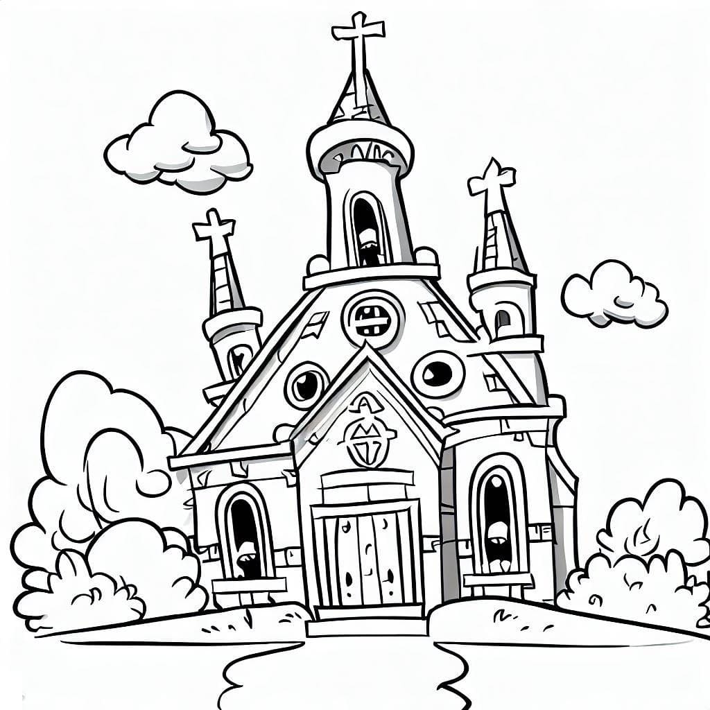 Atividade criativa: desenho de Igreja #189026 para colorir da coleção Edifícios e Arquitetura