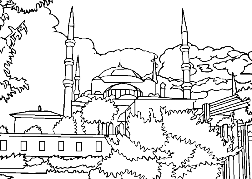 Página para colorir: Mesquita (Edifícios e Arquitetura) #64520 - Páginas para Colorir Imprimíveis Gratuitamente