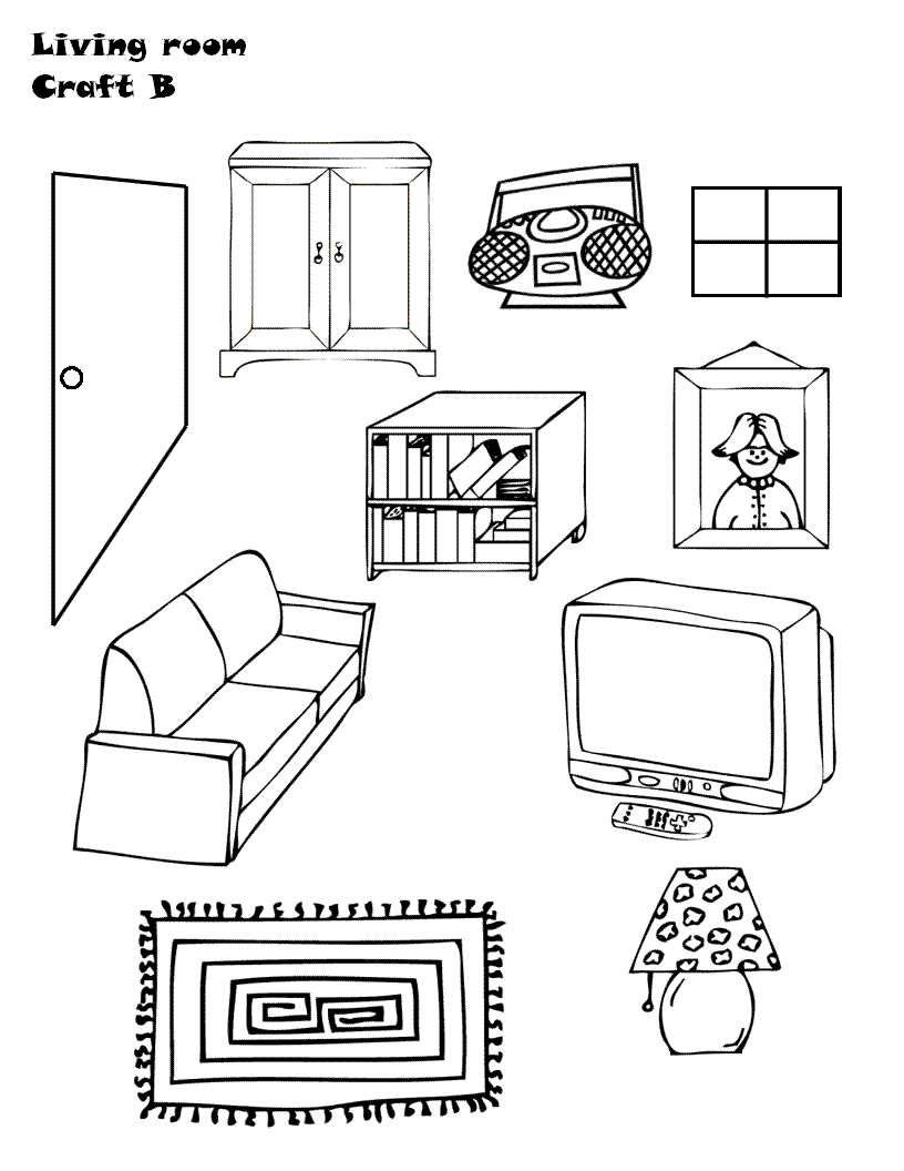 Página para colorir: Sala de estar (Edifícios e Arquitetura) #66389 - Páginas para Colorir Imprimíveis Gratuitamente