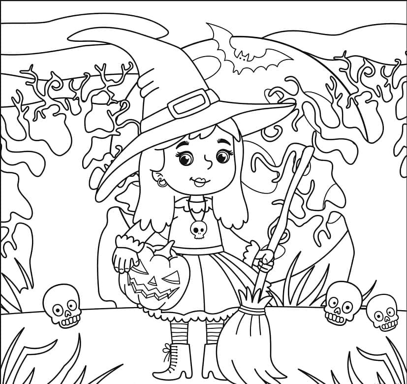 Desenho gratuito Bruxa de Halloween #200319 da colecao Feriados e Celebrações para imprimir