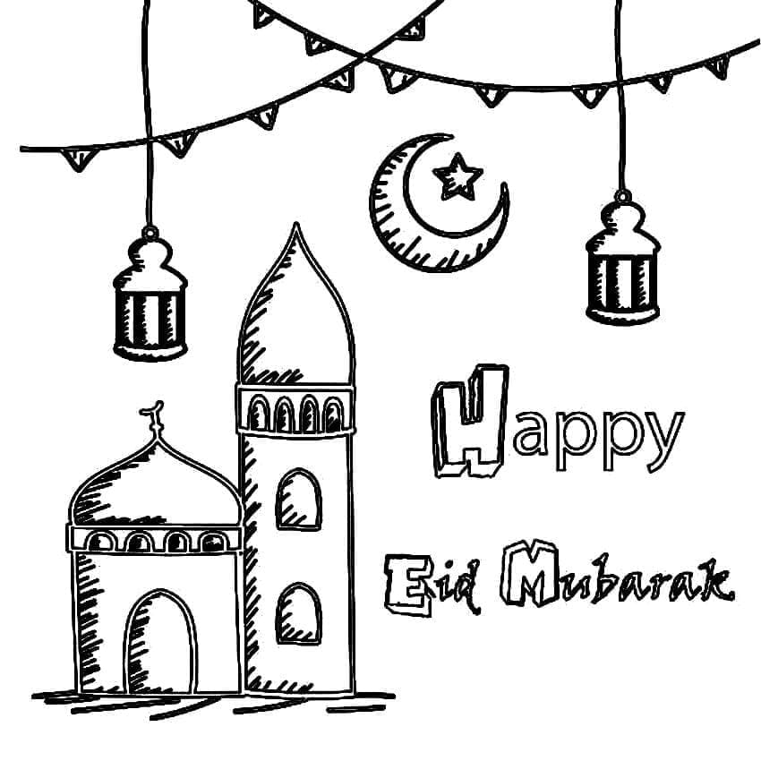 Linda página de Eid Mubarak #194339 para colorir, da coleção Feriados e Celebrações, baixe grátis Linda página de Eid Mubarak #194339 para colorir, da coleção Feriados e Celebrações, baixe grátis