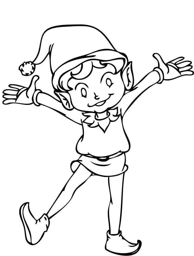Desenho para colorir Elfo de Natal #190349 da coleção Feriados e Celebrações, pronto para imprimir