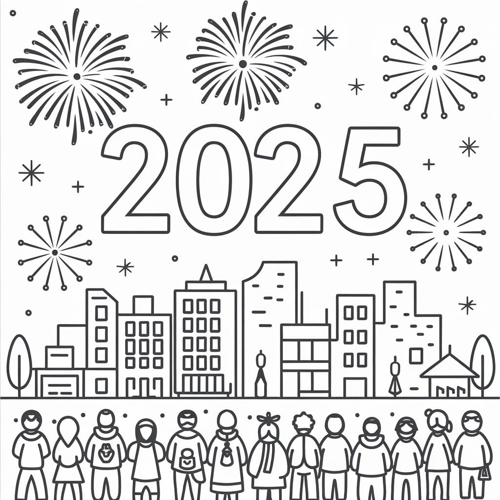 Desenho gratuito Feliz Ano Novo #216571 da colecao Feriados e Celebrações para imprimir