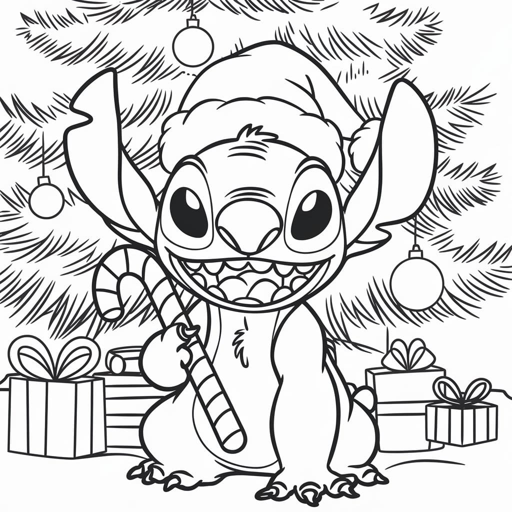 Página para colorir: Stitch de Natal (Feriados e Celebrações) #216979 - Páginas para Colorir Imprimíveis Gratuitamente