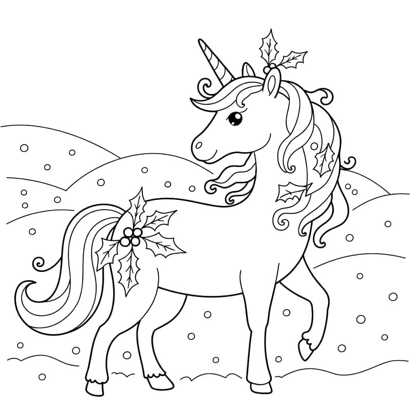 Desenho gratuito Unicórnio de Natal #222218 da colecao Feriados e Celebrações para imprimir