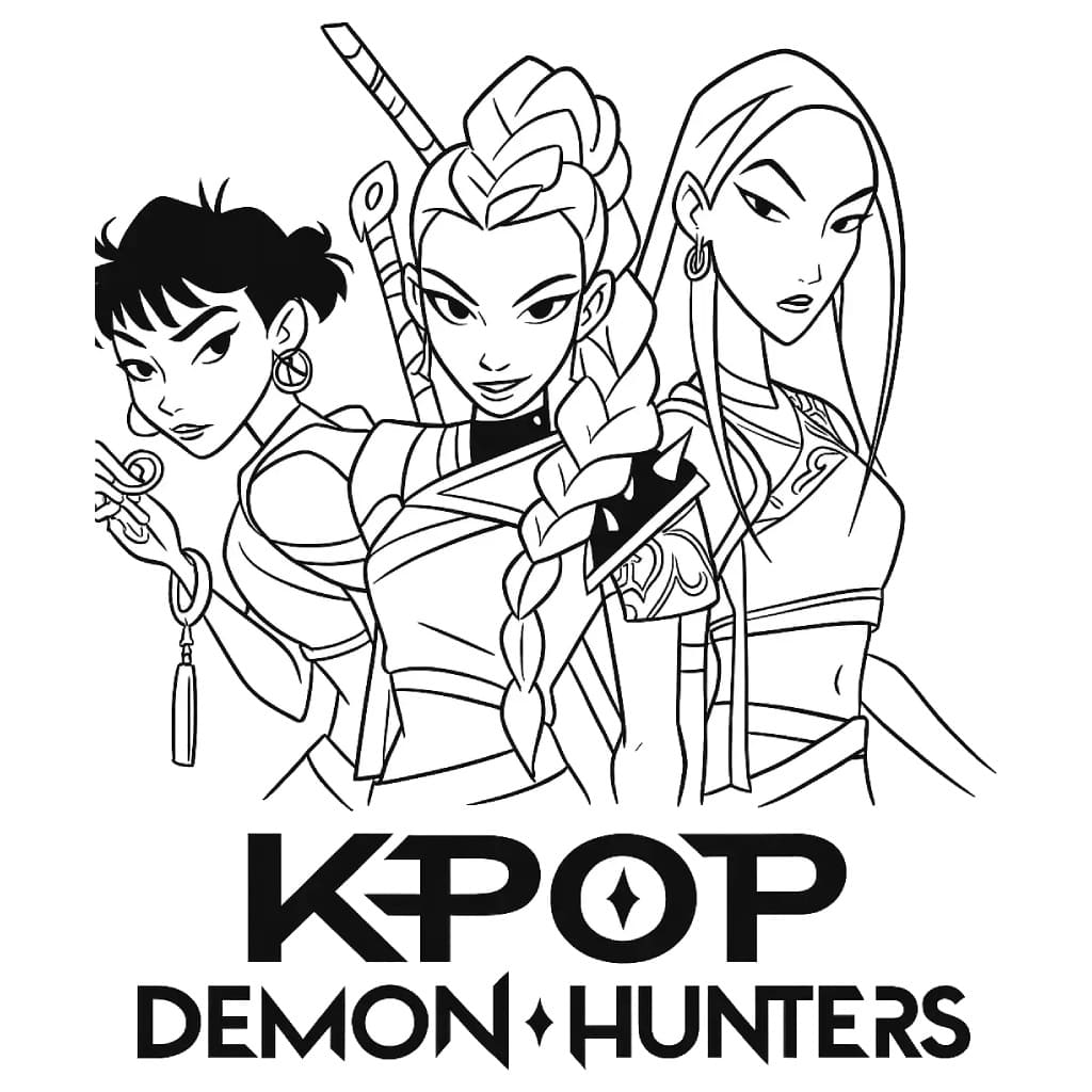 Desenho imprimível de Caçadores de Demônios do KPop #221159 para colorir, pertence à coleção Filmes de Animação