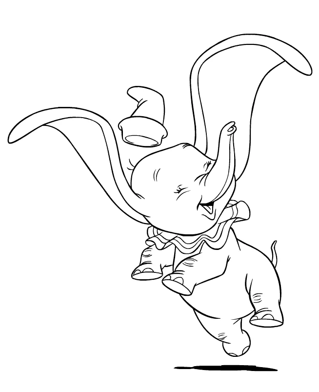 Desenho de Dumbo voando com as orelhas abertas para colorir Desenho de Dumbo voando com as orelhas abertas para colorir