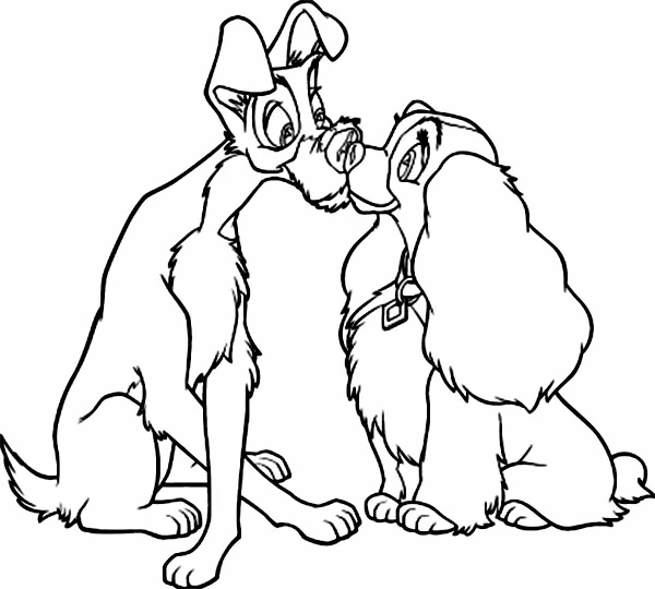 Atividade criativa: desenho de Lady e the Tramp #133305 para colorir da coleção Filmes de Animação