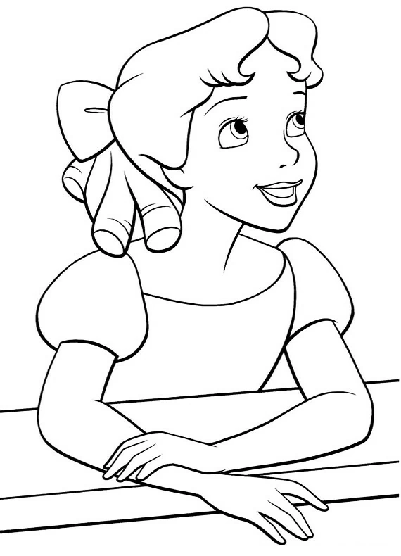 Desenho de Wendy apoiada em um corrimão para colorir
