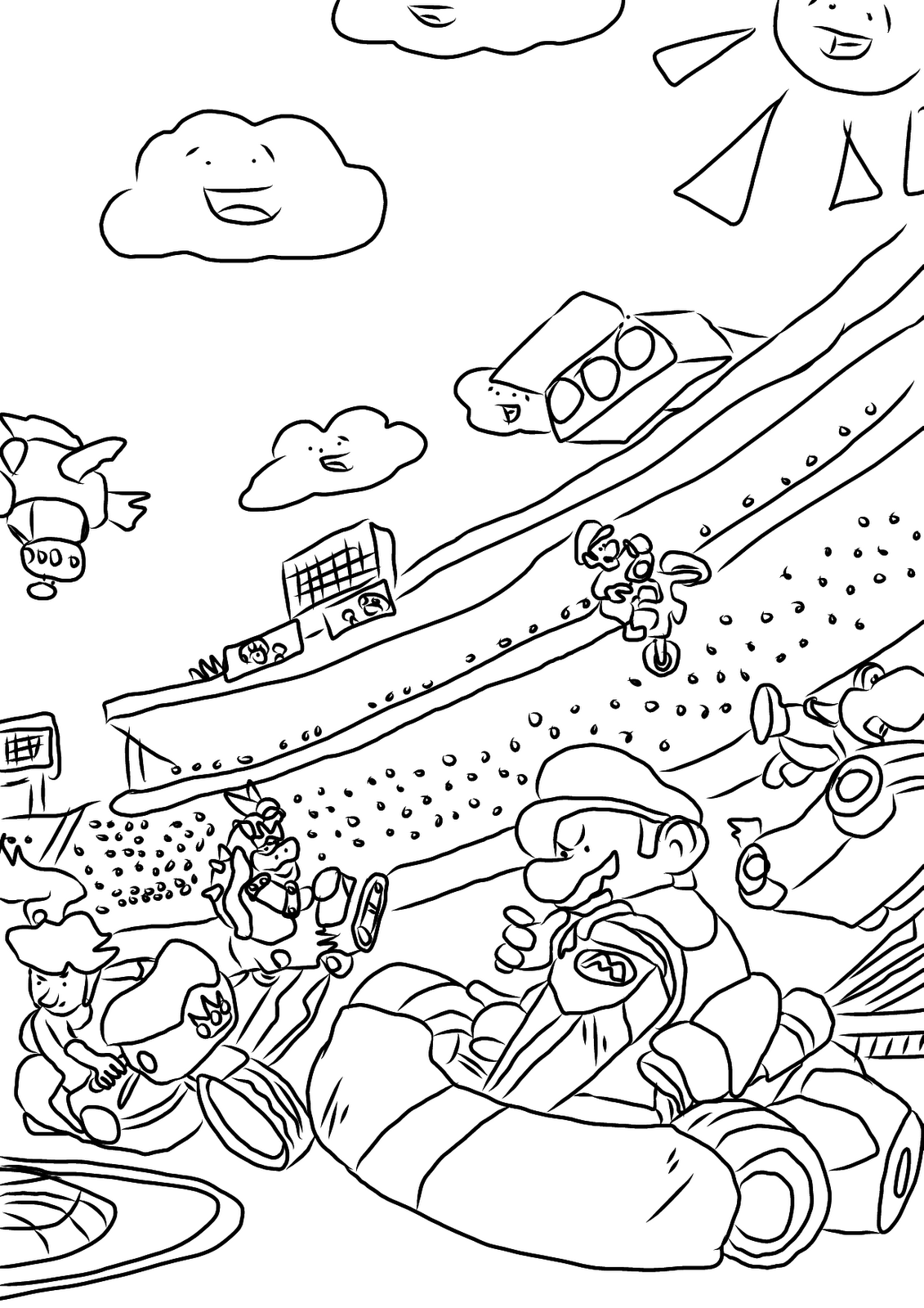 Página para colorir: Mario Kart (Jogos de vídeo) #154436 - Páginas para Colorir Imprimíveis Gratuitamente