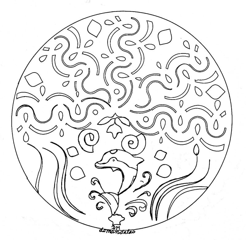 Desenho de Mandalas de Golfinhos #219077 para colorir, da coleção Mandalas, imprimível grátis