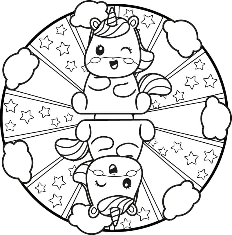 Atividade criativa: desenho de Mandalas de Unicórnio #173998 para colorir da coleção Mandalas