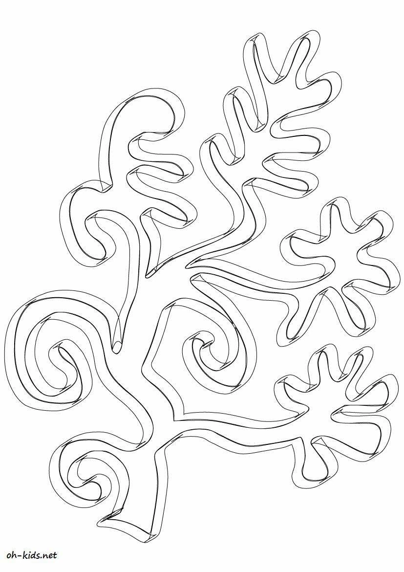 Desenho de Ramo de coral com pontas enroladas para colorir