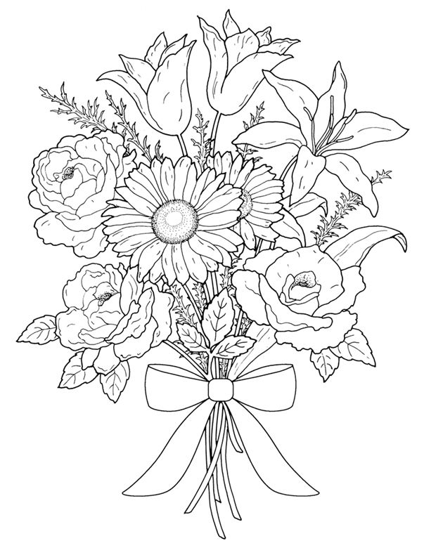 Página para colorir: Buquê de flores (Natureza) #160879 - Páginas para Colorir Imprimíveis Gratuitamente