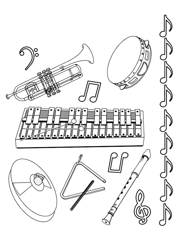 Página para colorir: Instrumentos musicais (Objetos) #167360 - Páginas para Colorir Imprimíveis Gratuitamente