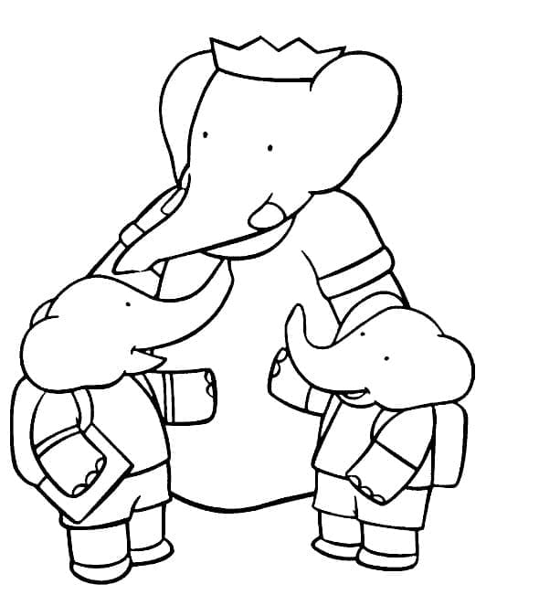 Desenho para colorir Babar #199708 da coleção Personagens de Desenhos Animados, pronto para imprimir