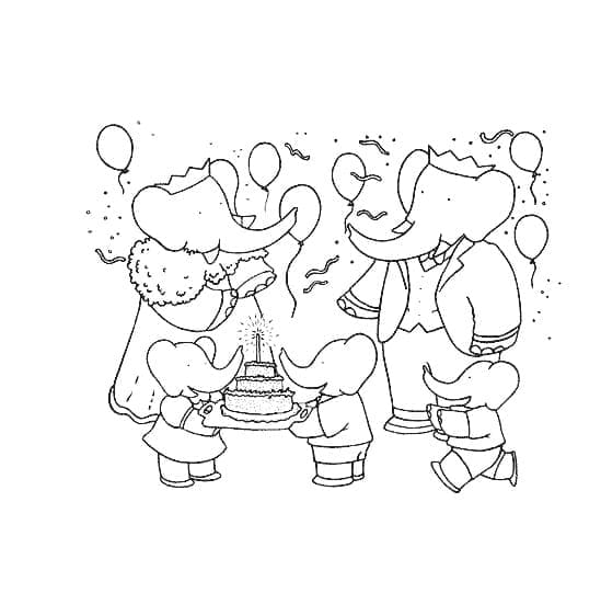 Desenho de Babar #199715 para colorir, da coleção Personagens de Desenhos Animados, imprimível grátis
