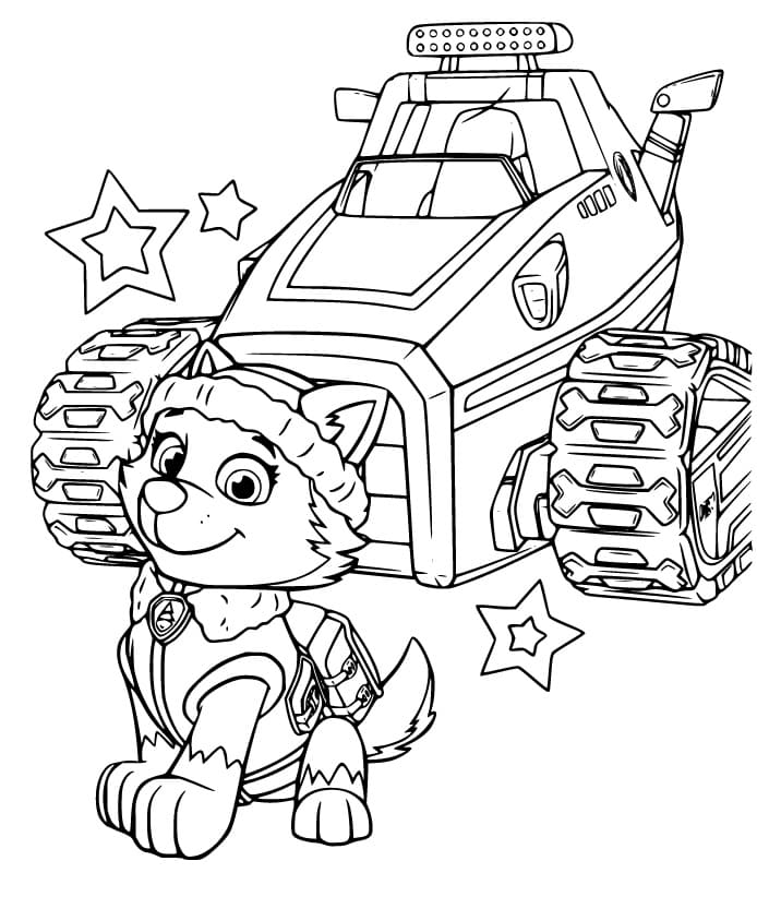 Atividade criativa: desenho de Everest PAW Patrol #181752 para colorir da coleção Personagens de Desenhos Animados