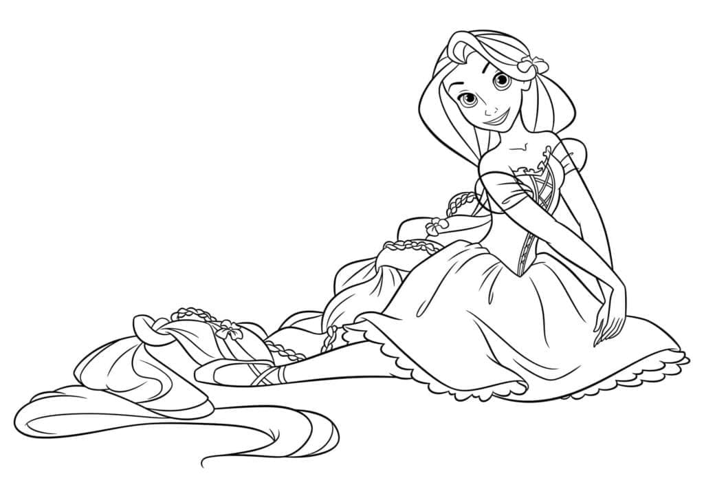 Linda página de Rapunzel #177915 para colorir, da coleção Personagens de Desenhos Animados, baixe grátis