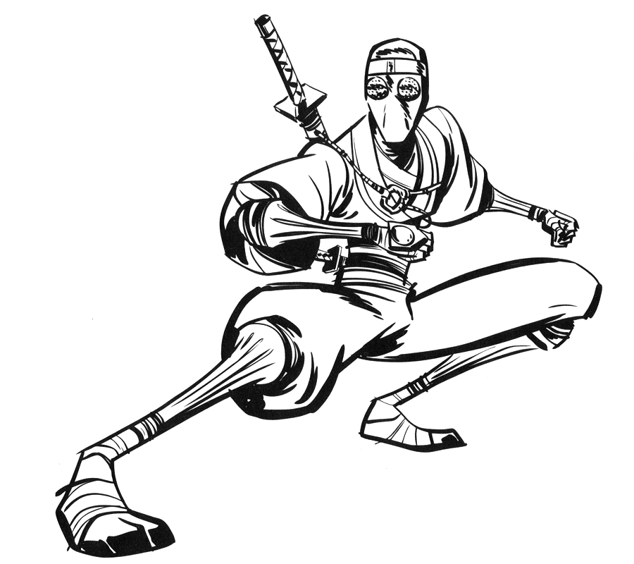 Desenho para colorir Ninjas Hugging · Creative Fabrica