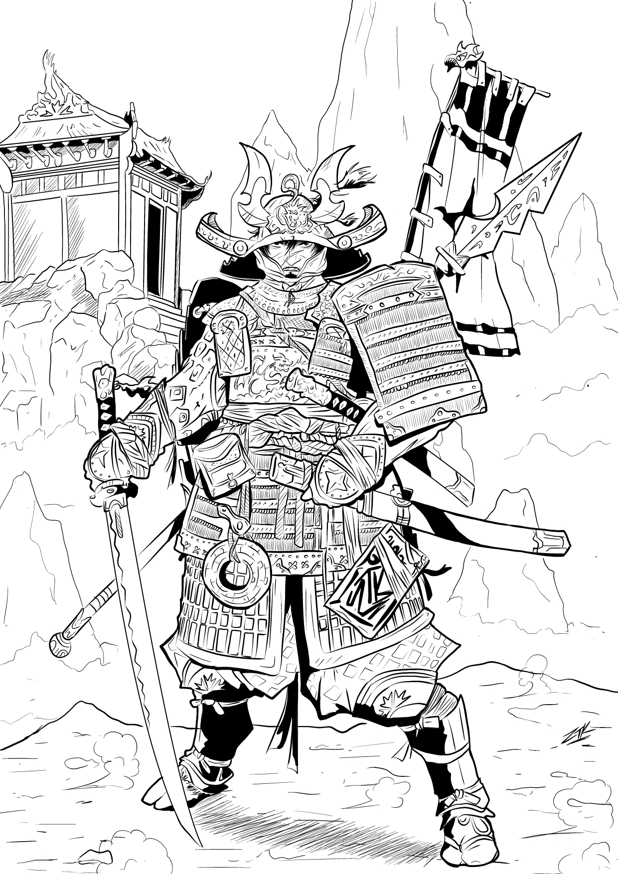 Página para colorir: Samurai (Personagens) #107315 - Páginas para Colorir Imprimíveis Gratuitamente