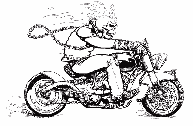 Desenhos para colorir do Motoqueiro Fantasma - Imprimíveis, grátis