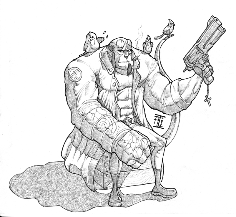 Desenho gratuito Hellboy #78602 da colecao Super-heróis e Supervilões para imprimir