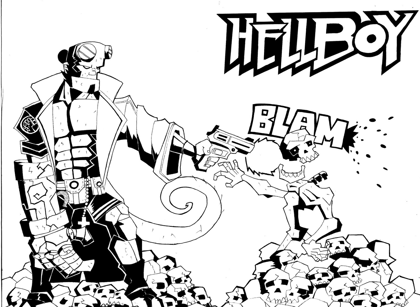 Desenho gratuito Hellboy #78608 da colecao Super-heróis e Supervilões para imprimir