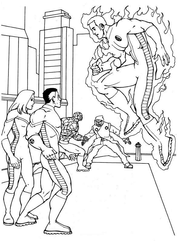 Página para colorir: Tocha Humana (Super-heróis e Supervilões) #81666 - Páginas para Colorir Imprimíveis Gratuitamente