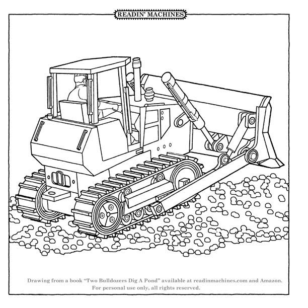 Página para colorir: Bulldozer / Escavadeira Mecânica (Transporte) #141704 - Páginas para Colorir Imprimíveis Gratuitamente