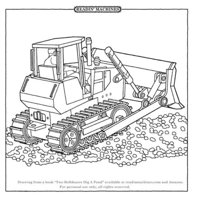 Página para colorir: Bulldozer / Escavadeira Mecânica (Transporte) #141811 - Páginas para Colorir Imprimíveis Gratuitamente