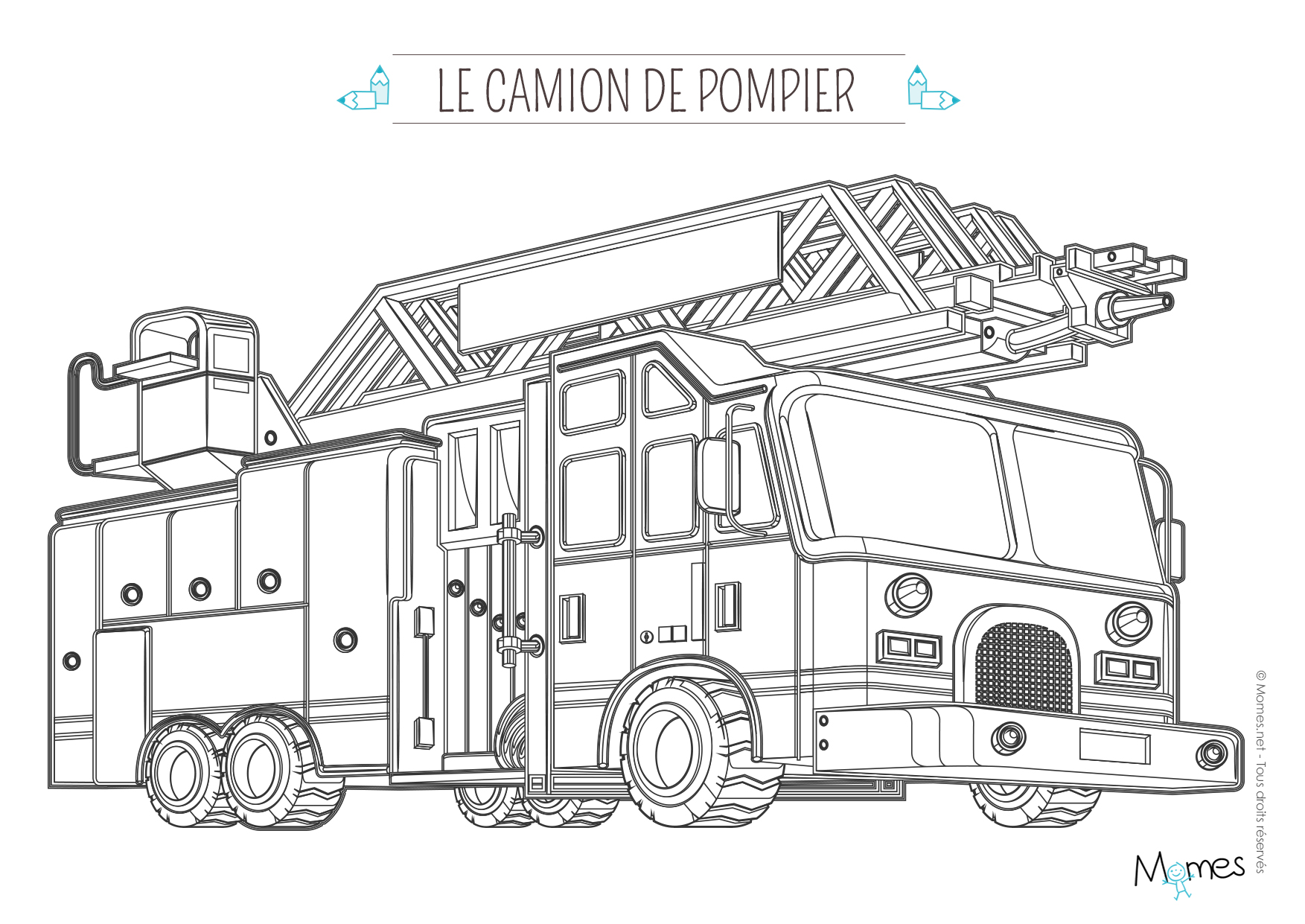Página para colorir: Caminhão de bombeiros (Transporte) #135826 - Páginas para Colorir Imprimíveis Gratuitamente