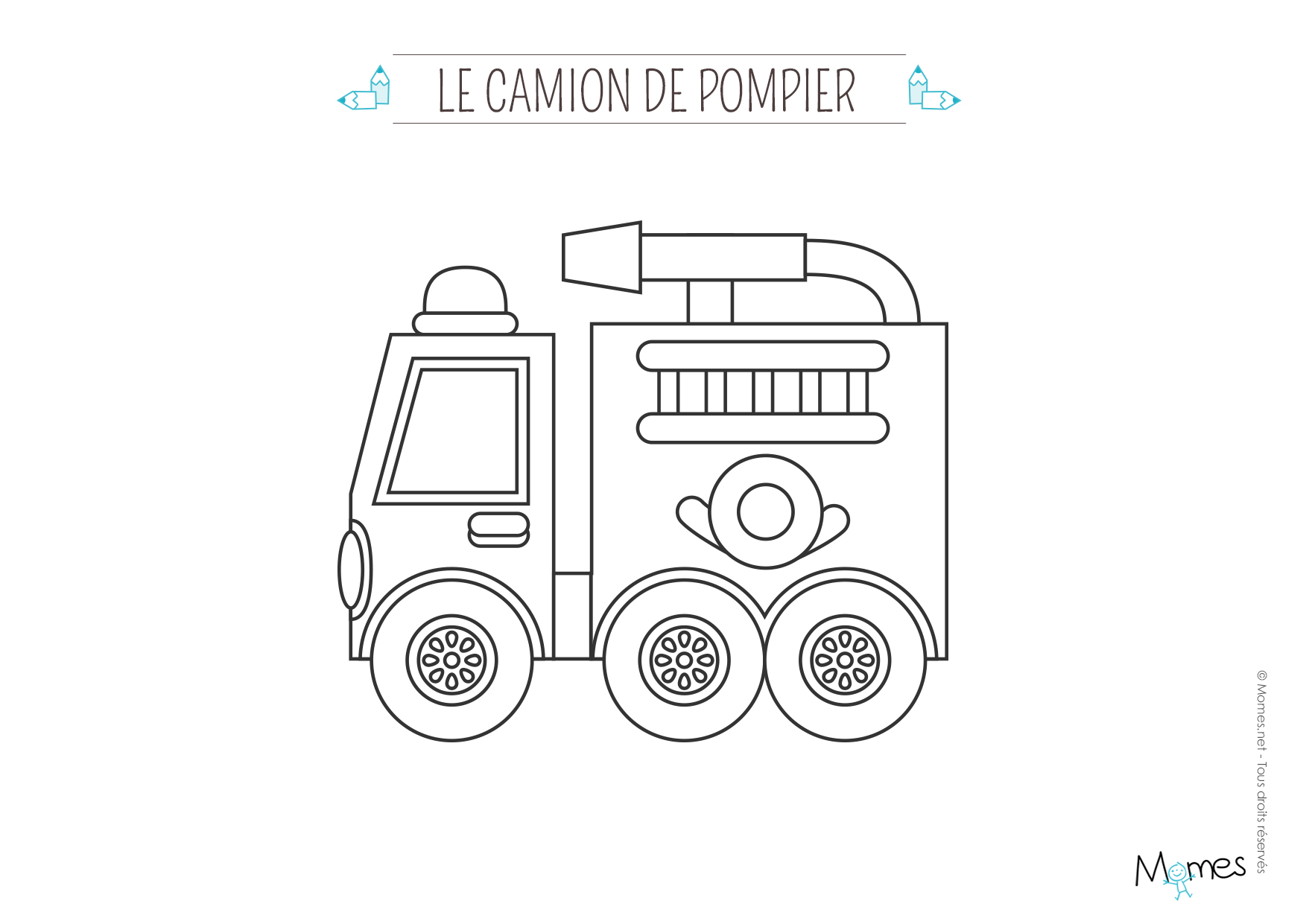 Página para colorir: Caminhão de bombeiros (Transporte) #135836 - Páginas para Colorir Imprimíveis Gratuitamente