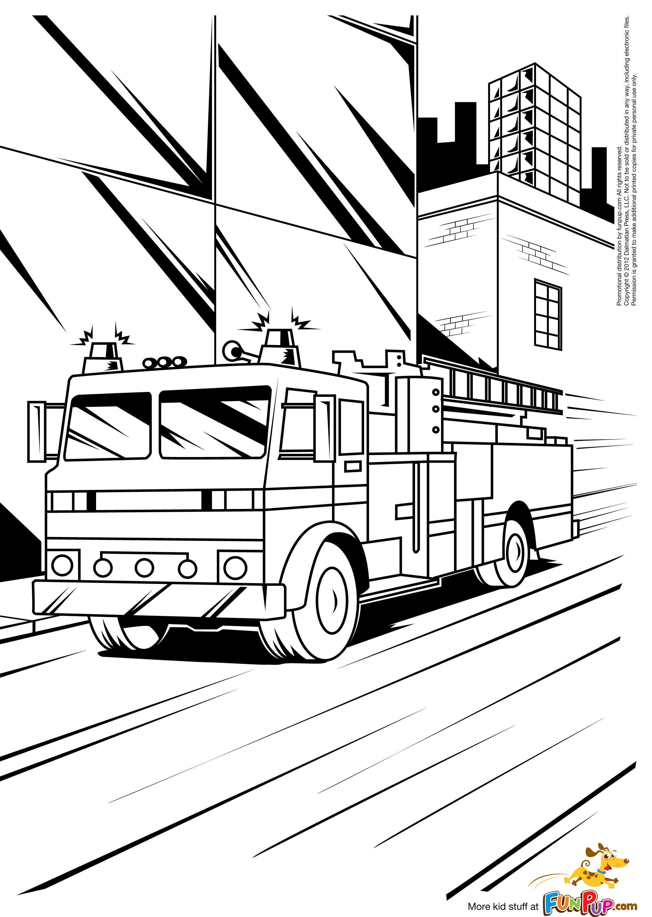 Página para colorir: Caminhão de bombeiros (Transporte) #135851 - Páginas para Colorir Imprimíveis Gratuitamente