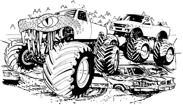 Carros monstros para colorir!  Monster truck coloring pages, Monster trucks,  Truck coloring pages