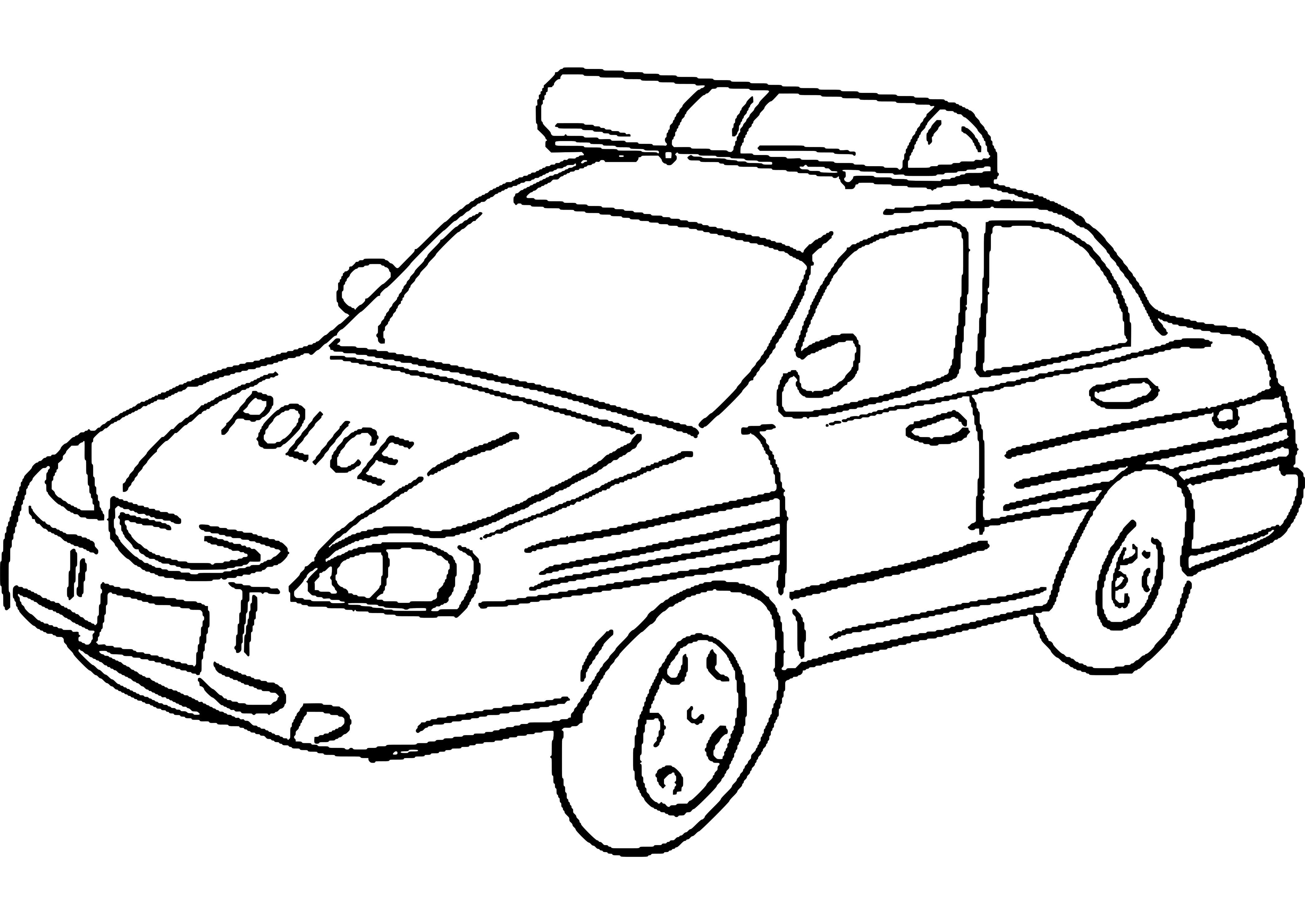 Página para colorir com carro de polícia dos desenhos animados