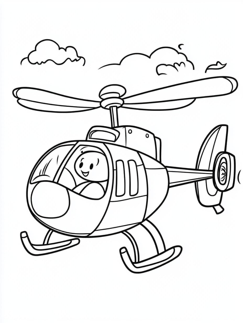 Linda página de Helicóptero #217890 para colorir, da coleção Transporte, baixe grátis