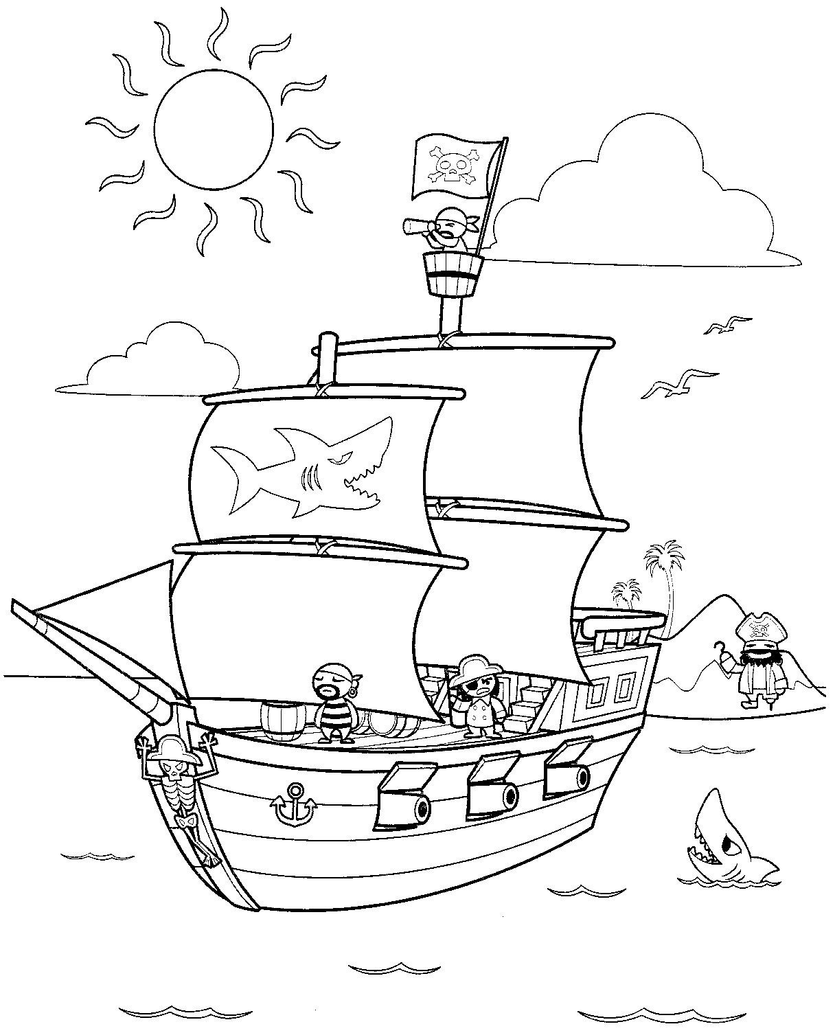 Página para colorir: Navio pirata (Transporte) #138206 - Páginas para Colorir Imprimíveis Gratuitamente